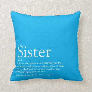 World's Best Ever Sister Definition Fun Sky Blue Cushion