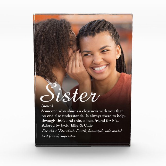 World's Best Ever Sister Definition Script Photo Block (Front)