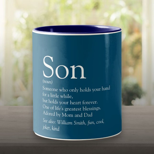 World's Best Ever Son Definition Modern Blue Fun Two-Tone Coffee Mug (World's Best Ever Son Definition Modern Blue Fun Two-Tone Coffee Mug)