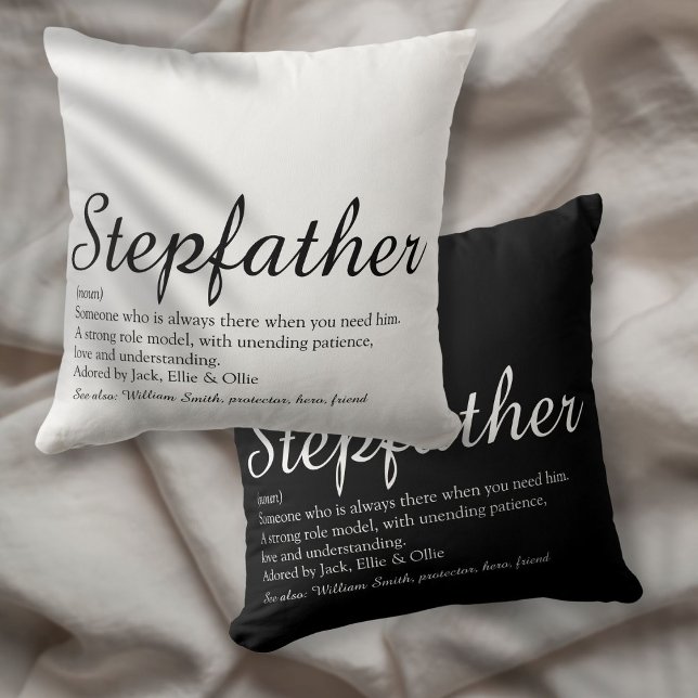 World's Best Ever Stepfather, Stepdad Definition Cushion (World's Best Ever Stepfather, Stepdad Definition Throw Pillow)
