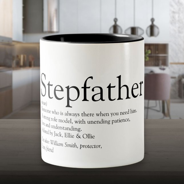 World's Best Ever Stepfather, Stepdad Definition Two-Tone Coffee Mug (World's Best Ever Stepfather, Stepdad Definition Two-Tone Coffee Mug)