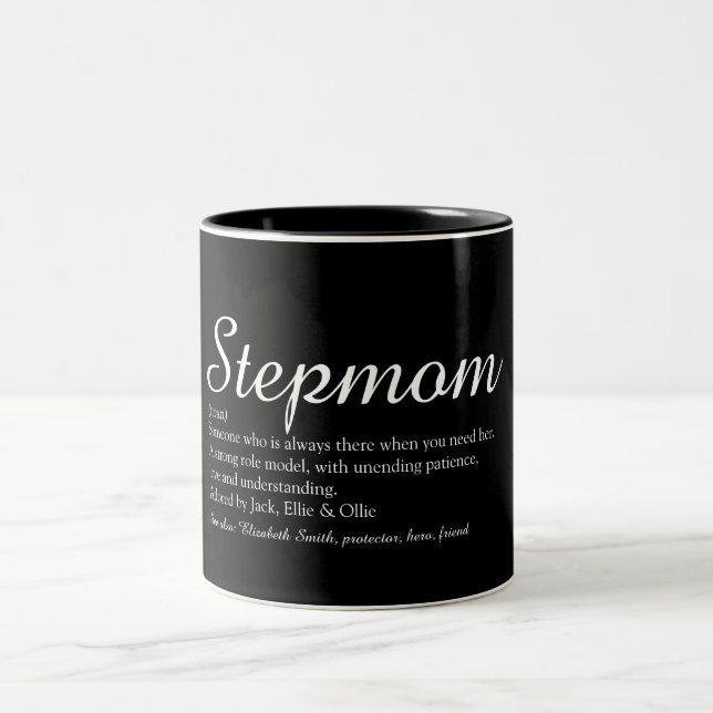 World's Best Ever Stepmom, Stepmother Definition Two-Tone Coffee Mug (Center)