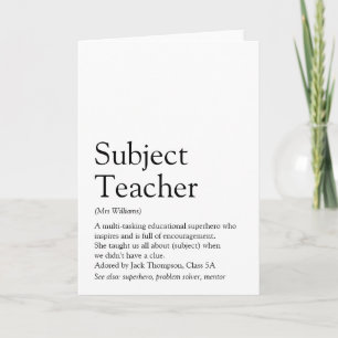 World's Best Ever Teacher Definition Card