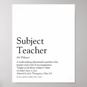 World's Best Ever Teacher Definition Poster