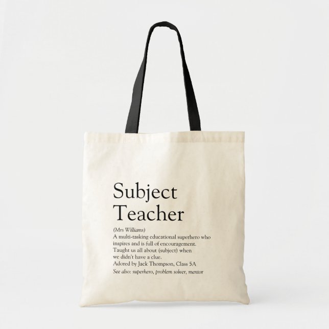 World's Best Ever Teacher Definition Tote Bag (Front)