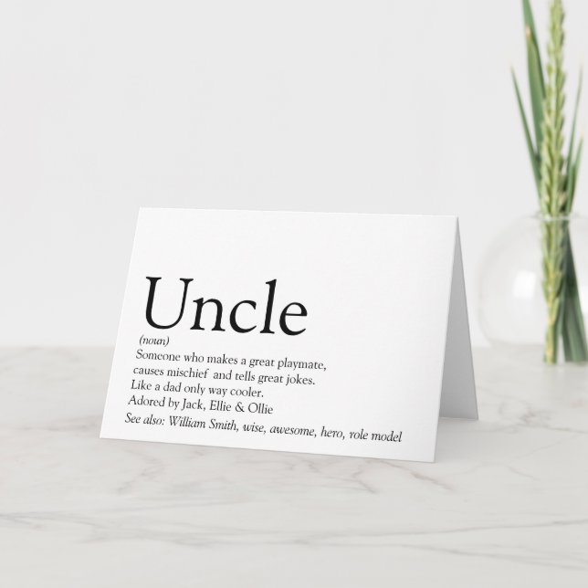 World's Best Ever Uncle, Funcle Modern Definition Card (Front)