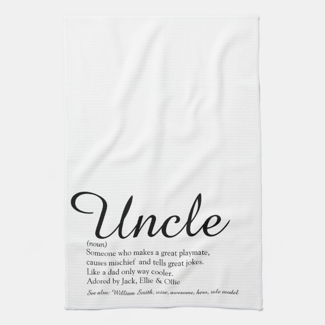 World's Best Ever Uncle, Funcle Modern Definition Tea Towel (Vertical)
