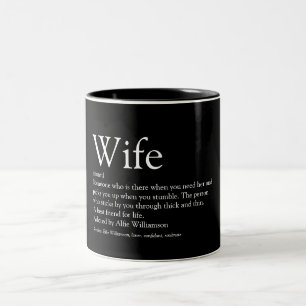 World's Best Ever Wife Definition Black and White Two-Tone Coffee Mug