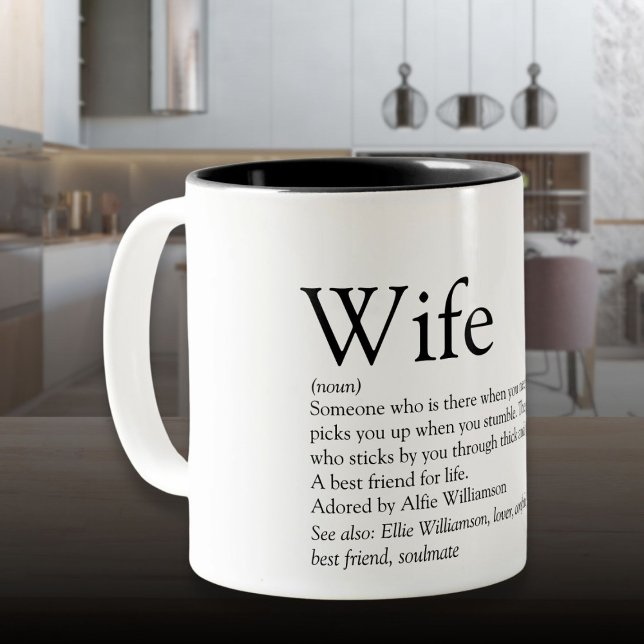 World's Best Ever Wife Definition Black and White Two-Tone Coffee Mug (World's Best Ever Wife Definition Black and White Two-Tone Coffee Mug)