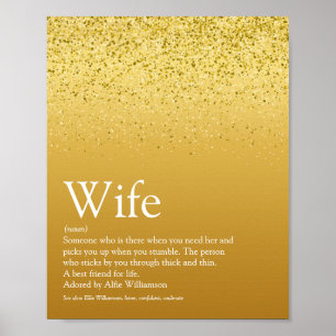 World's Best Ever Wife Definition Gold Glitter Fun Poster