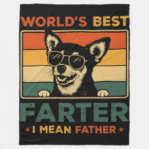 World's Best Farter I Mean Father Funny Dad Dog Fleece Blanket