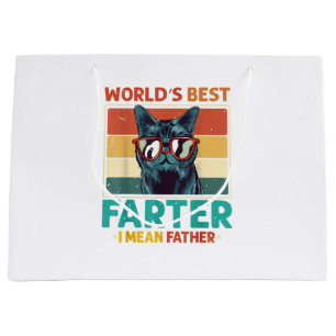 Worlds Best Farter I Mean Father t shirt Best Cat Large Gift Bag