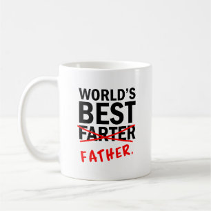 World's Best Father   Funny Quote Black & Red Text Coffee Mug