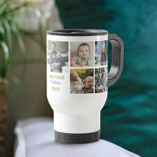 World's Best Father Instagram Photo Collage Name Travel Mug