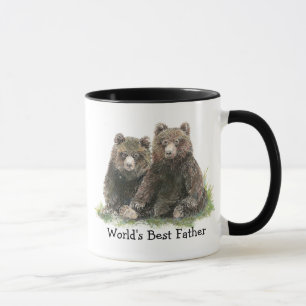 World's Best Father, Watercolor Cute Bears Mug