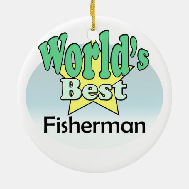 World's best Fisherman Ceramic Tree Decoration (Back)