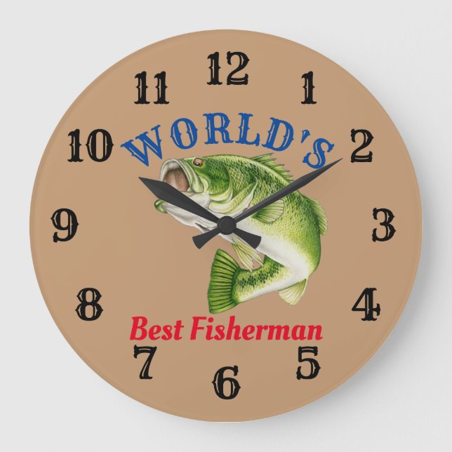 World's Best Fisherman Large Clock (Front)