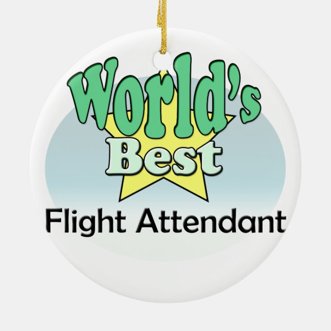 World's best Flight Attendant Ceramic Tree Decoration (Back)