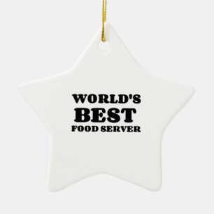WORLD'S BEST FOOD SERVER CERAMIC ORNAMENT