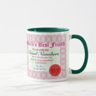 World's Best Friend Certificate Award Mug