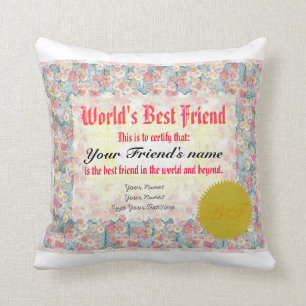 World's Best Friend Certificate Cushion