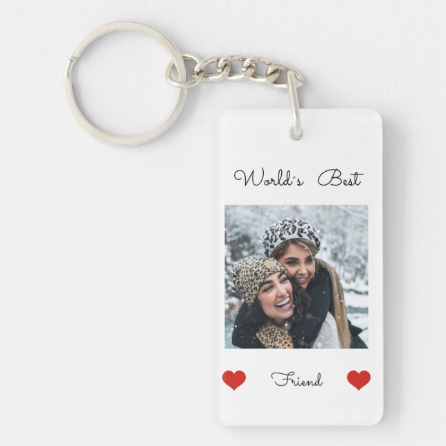World's best Friend I heart photo text template Key Ring (Front)