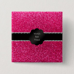 World's best friend pink glitter 15 cm square badge