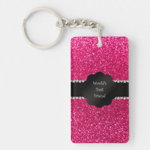 World's best friend pink glitter key ring