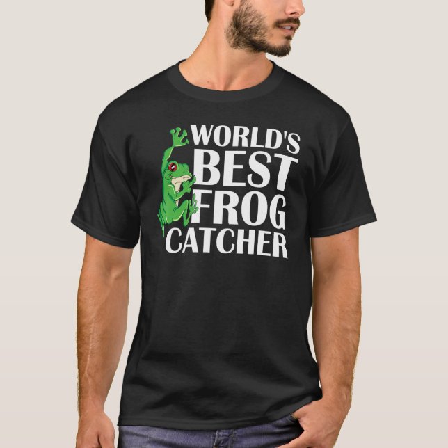 World's Best Frog Catcher with Green Grog Showing  T-Shirt (Front)