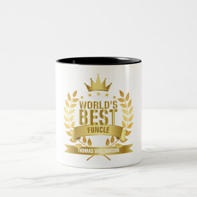 World's Best Funcle Uncle Gold Two-Tone Coffee Mug (Center)