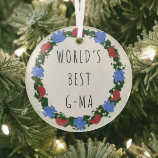 World's Best G-Ma Holiday gift Glass Tree Decoration