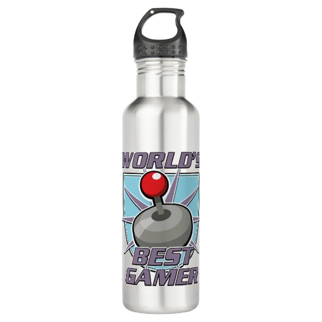 World's best gamer retro logo 710 ml water bottle (Front)