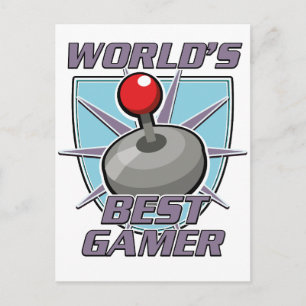 World's best gamer retro logo holiday postcard