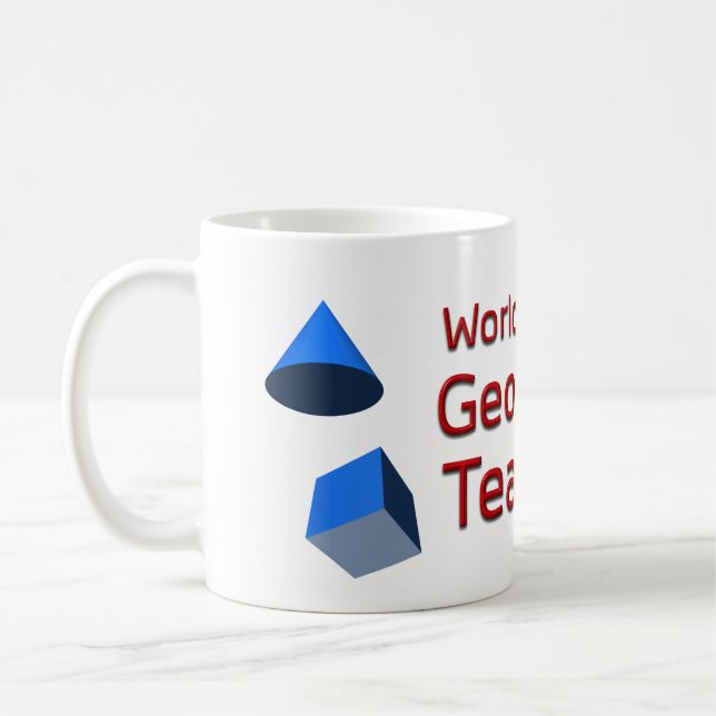 World's Best Geometry Teacher with 3D Shapes Coffee Mug (Left)