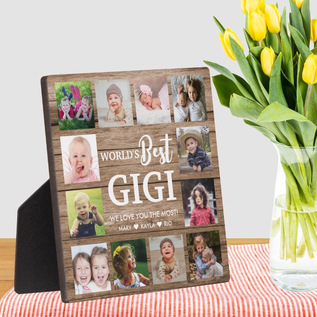 World's Best  Gigi Grandkids 12 Photo Collage     Plaque (World's Best Gigi Grandkids 12 Photo Collage Plaque)
