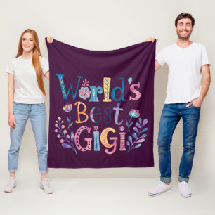 World's BEST GIGI Grandma Gift Birthday Christmas  Fleece Blanket