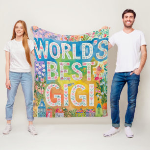 World's BEST GIGI Grandma Gift Birthday Christmas  Fleece Blanket