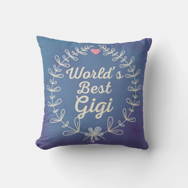 World's Best Gigi Grandma Wreath Pillow (Front)