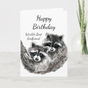 World's Best Girlfriend Birthday Racoon Animals Card