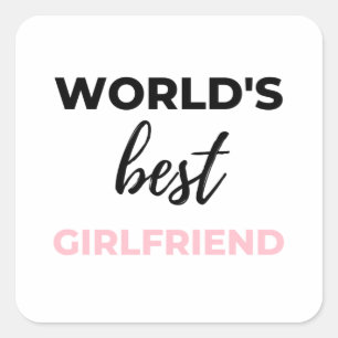 World's Best Girlfriend Black Square Sticker