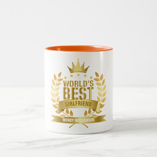 World's Best Girlfriend Fun Gold Two-Tone Coffee Mug (Center)