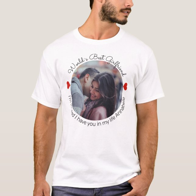 World's Best Girlfriend Round Custom Photo T-Shirt (Front)