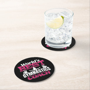 World's Best Girls Gymnastics Coach Round Paper Coaster