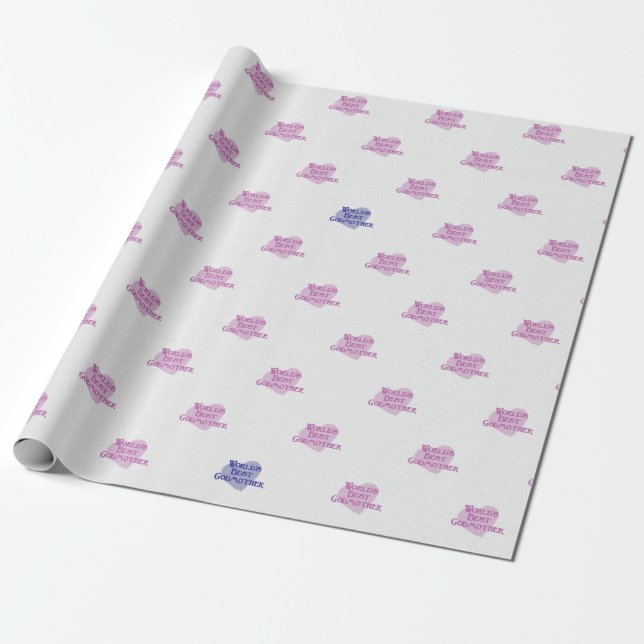 World's Best Godmother Pattern Wrapping Paper (Unrolled)