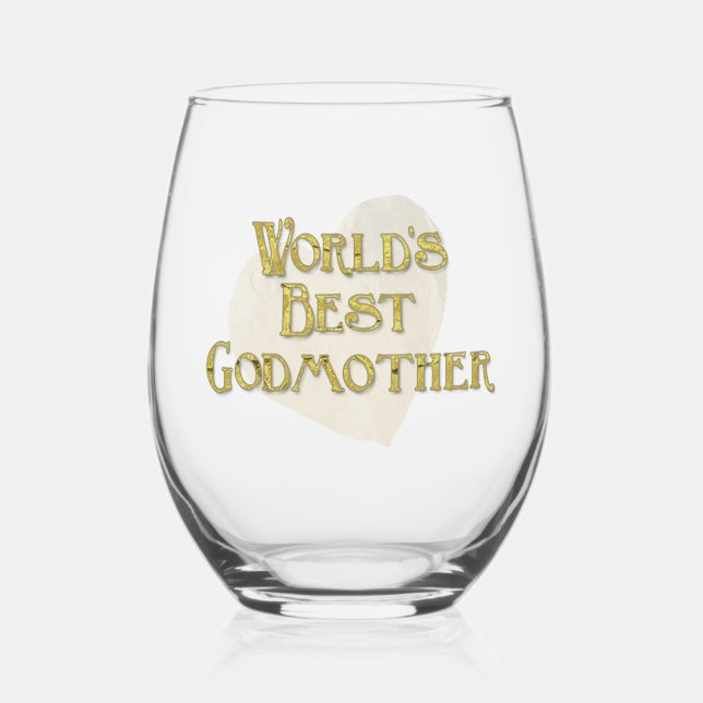 World's Best Godmother Stemless Wine Glass (Front)