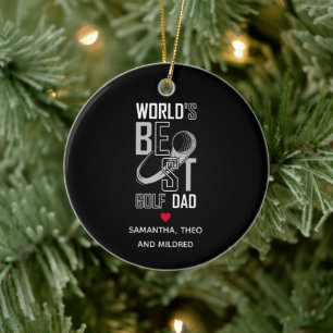 World's Best Golf Dad Black and White Dad Gift Ceramic Ornament