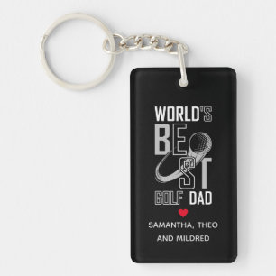 World's Best Golf Dad Black and White Dad Gift Key Ring