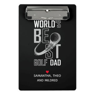 World's Best Golf Dad Black and White Dad Gift Mini Clipboard