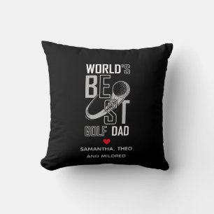 World's Best Golf  Dad   Black and White Dad Gifts Cushion