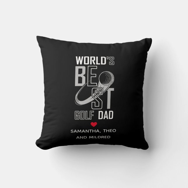 World's Best Golf  Dad | Black and White Dad Gifts Cushion (Front)
